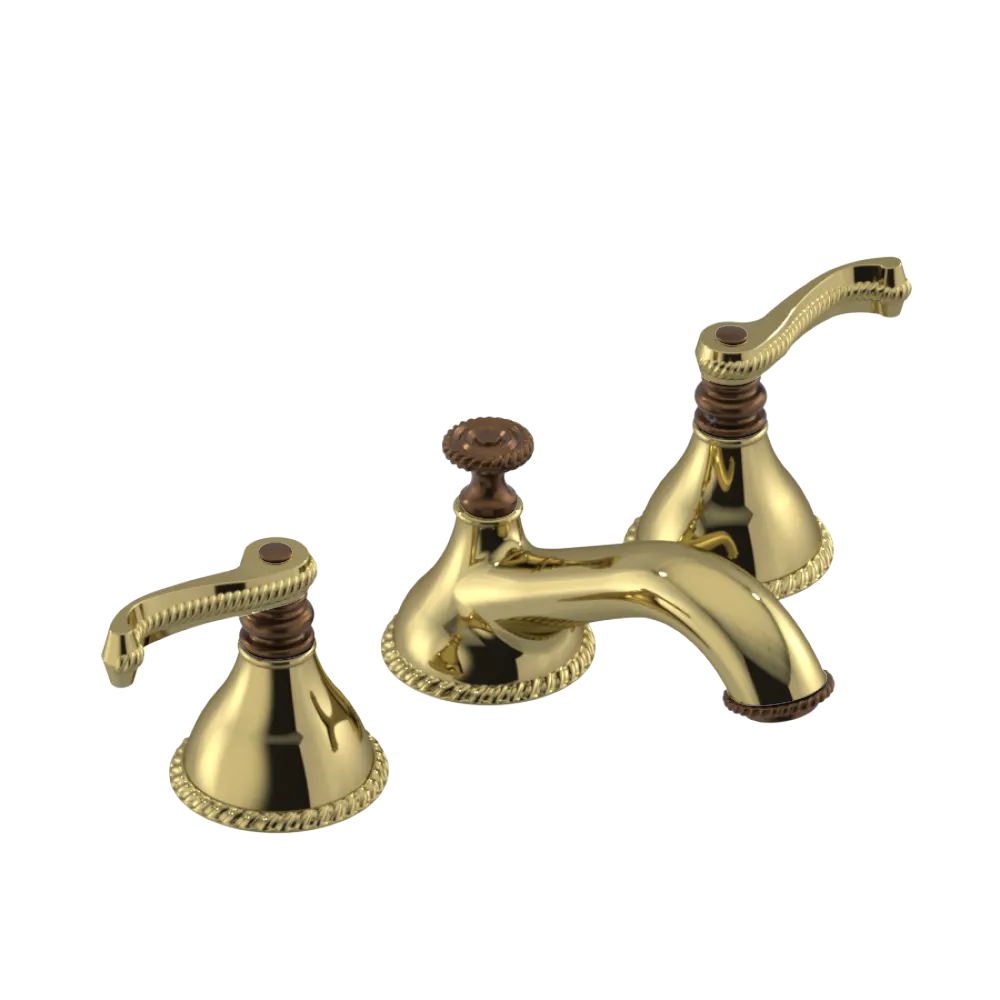 Rubinet Widespread Lav. Set. (less drain) Natural Brass