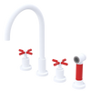 Rubinet Widespread Kitchen Set with LaSalle Spout with Hand Spray Matt White