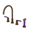 Rubinet Widespread Kitchen Set with Hand Spray Tuscan Brass