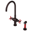 Rubinet Two Handle Single Hole Kitchen Set with LaSalle Spout with Hand Spray Oil Rubbed Bronze