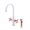 Rubinet Two Handle Single Hole Kitchen Set with Hand Spray Matt White