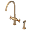 Rubinet Two Handle Single Hole Kitchen Set with LaSalle Spout with Hand Spray Satin Gold