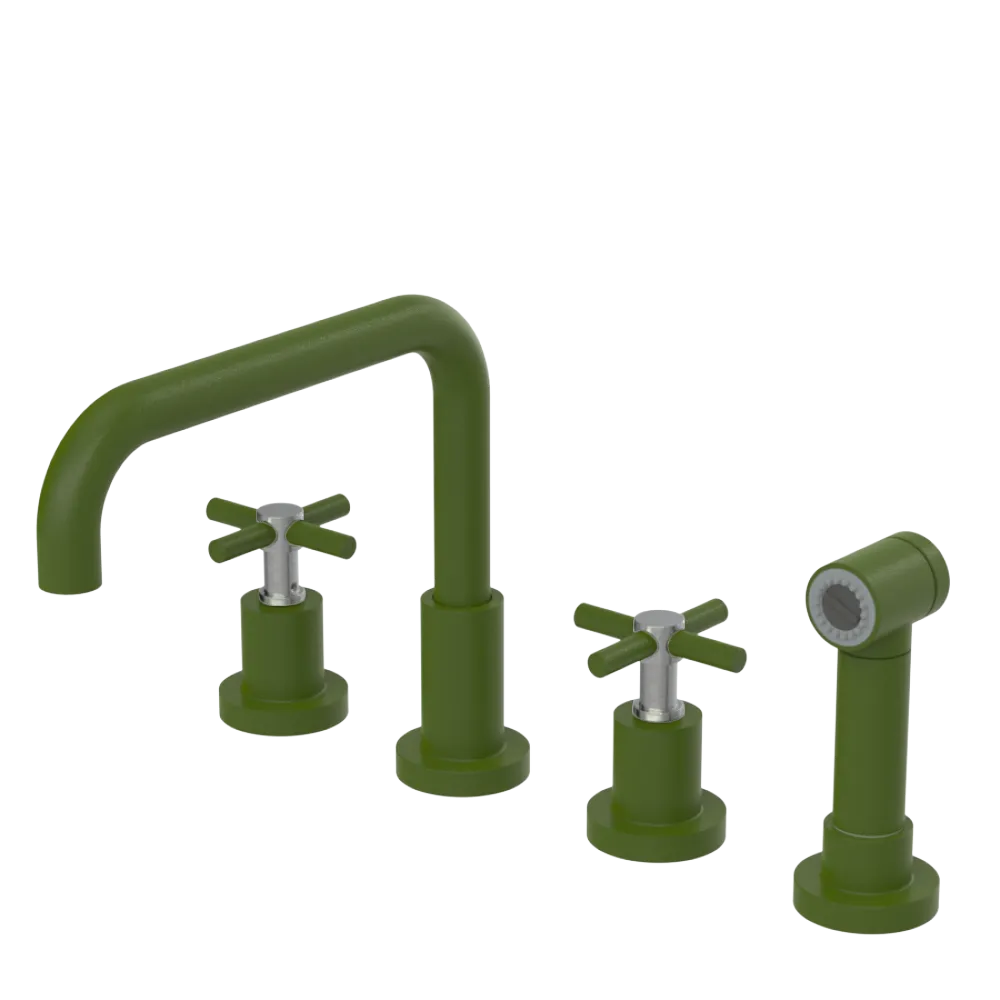 Rubinet Widespread Kitchen Set with Hand Spray Green Envy