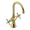 Rubinet Single Hole Dual Handle Lav. Set. (less drain) Natural Brass