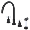 Rubinet Widespread Kitchen Set with LaSalle Spout with Hand Spray Matt Black