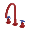 Rubinet Widespread Kitchen Set Red
