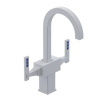 Rubinet Single Hole Dual Handle Lav. Set. (less drain) Matt White