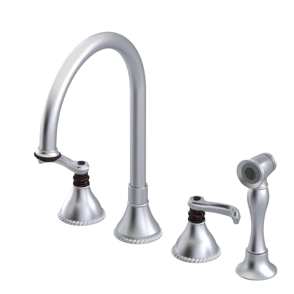 Rubinet Widespread Kitchen Set with Hand Spray Satin Chrome