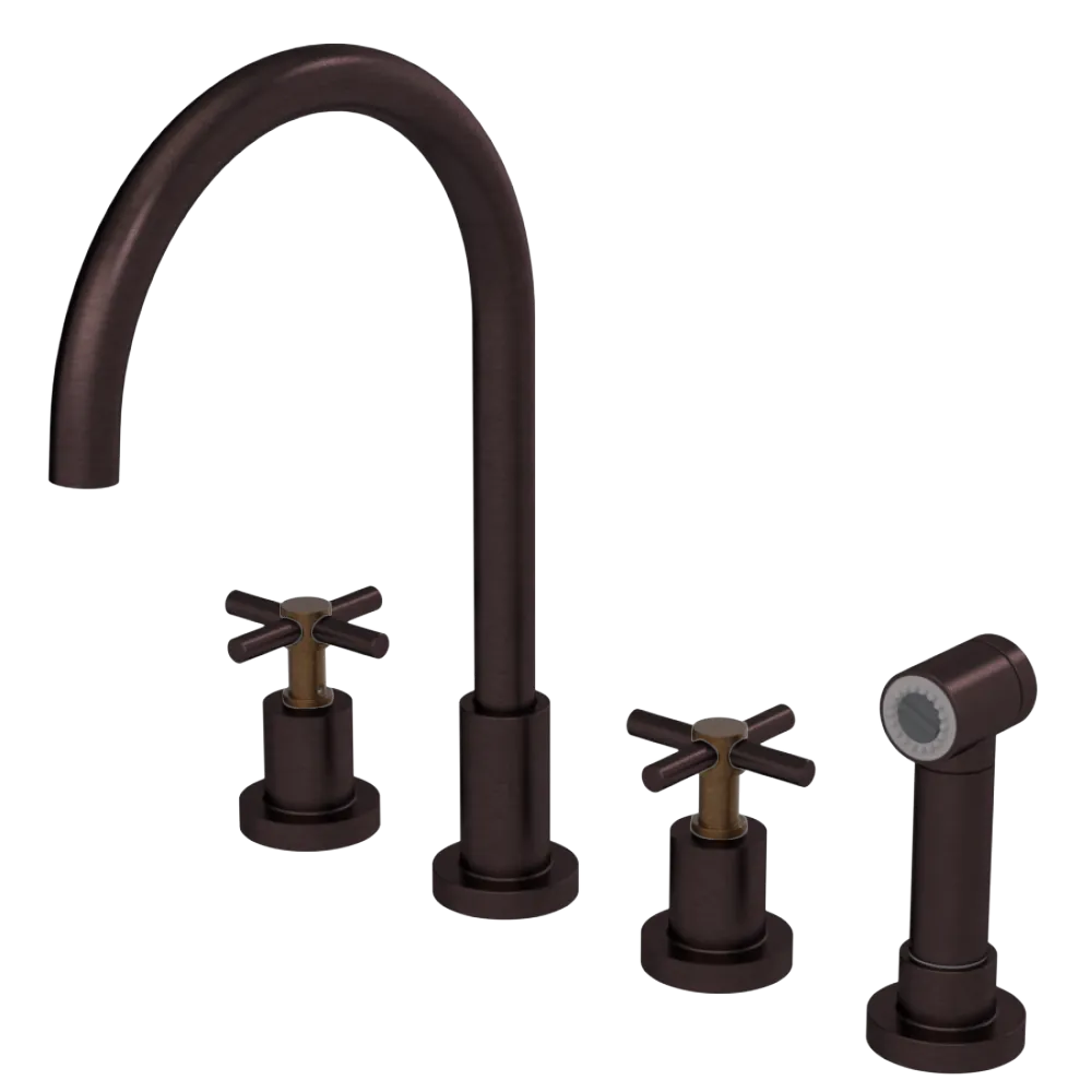 Rubinet Widespread Kitchen Set with LaSalle Spout with Hand Spray Oil Rubbed Bronze