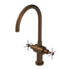 Rubinet Two Handle Single Hole Kitchen Set with LaSalle Spout Tuscan Brass