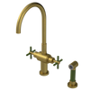 Rubinet Two Handle Single Hole Kitchen Set with LaSalle Spout with Hand Spray Antique Brass Matt