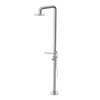 Rubinet Pressure Balance Outdoor Shower with Hand Held Shower & 10" Shower Head (with shelf) - 304 Stainless Steel Satin Nickel