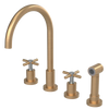 Rubinet Widespread Kitchen Set with LaSalle Spout with Hand Spray Satin Gold