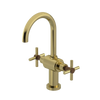 Rubinet Single Hole Dual Handle Lav. Set with LaSalle Spout (less drain) Natural Brass