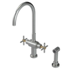 Rubinet Two Handle Single Hole Kitchen Set with LaSalle Spout with Hand Spray Satin Nickel