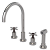 Rubinet Widespread Kitchen Set with LaSalle Spout with Hand Spray Polished Nickel