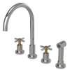 Rubinet Widespread Kitchen Set with LaSalle Spout with Hand Spray Polished Nickel