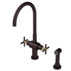 Rubinet Two Handle Single Hole Kitchen Set with LaSalle Spout with Hand Spray Oil Rubbed Bronze