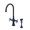 Rubinet Two Handle Single Hole Kitchen Set with Hand Spray Matt Black