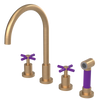 Rubinet Widespread Kitchen Set with LaSalle Spout with Hand Spray Satin Gold