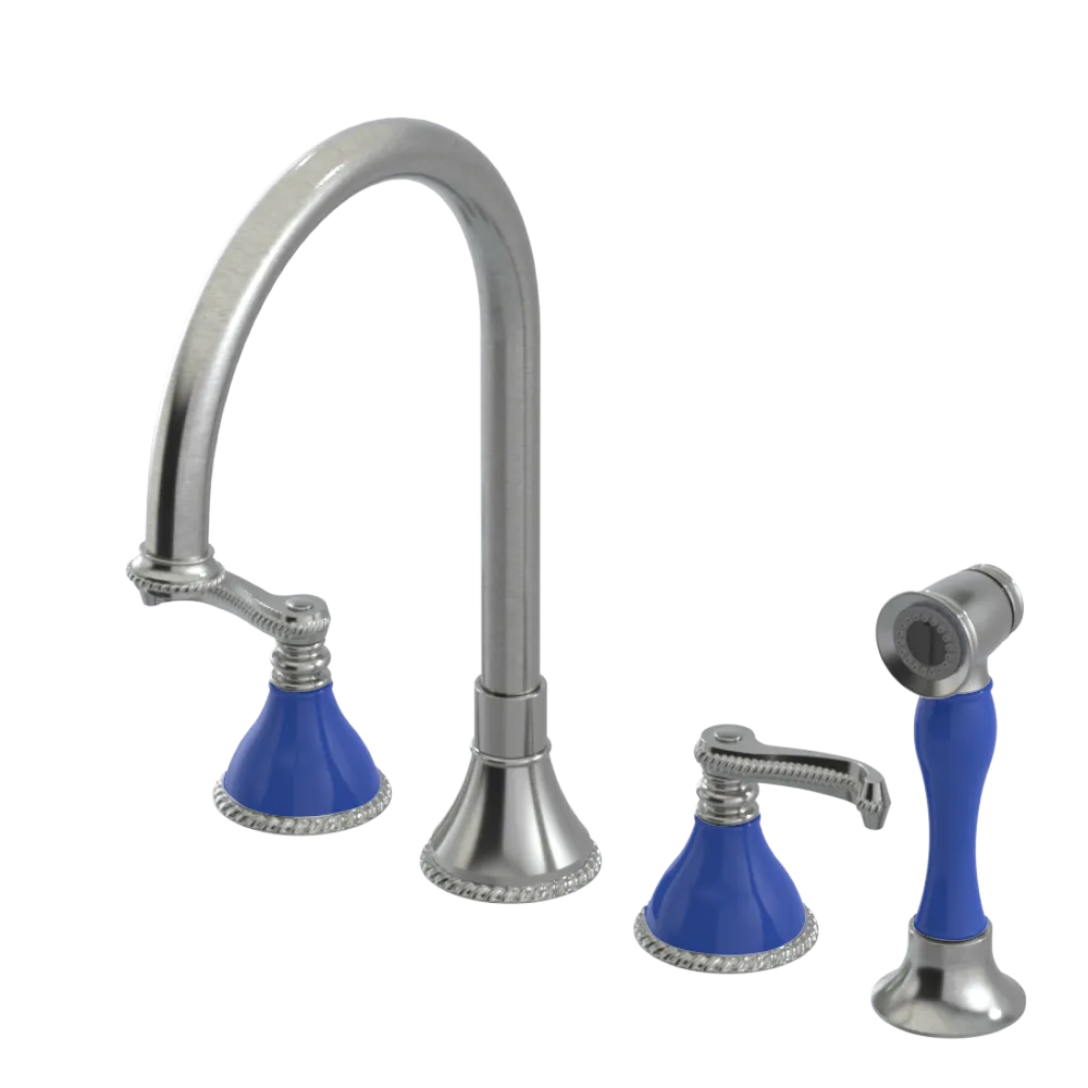 Rubinet Widespread Kitchen Set with Hand Spray Satin Nickel