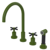 Rubinet Widespread Kitchen Set with LaSalle Spout with Hand Spray Green Envy