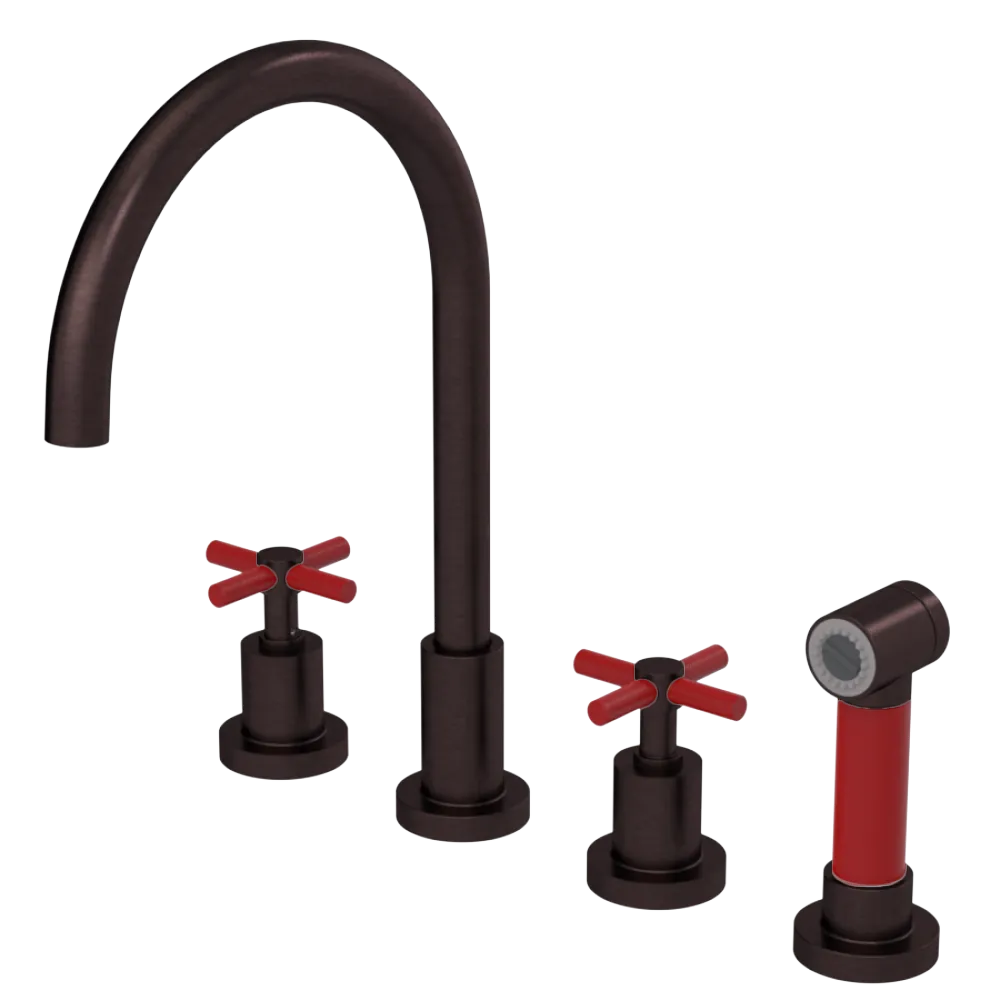 Rubinet Widespread Kitchen Set with LaSalle Spout with Hand Spray Oil Rubbed Bronze