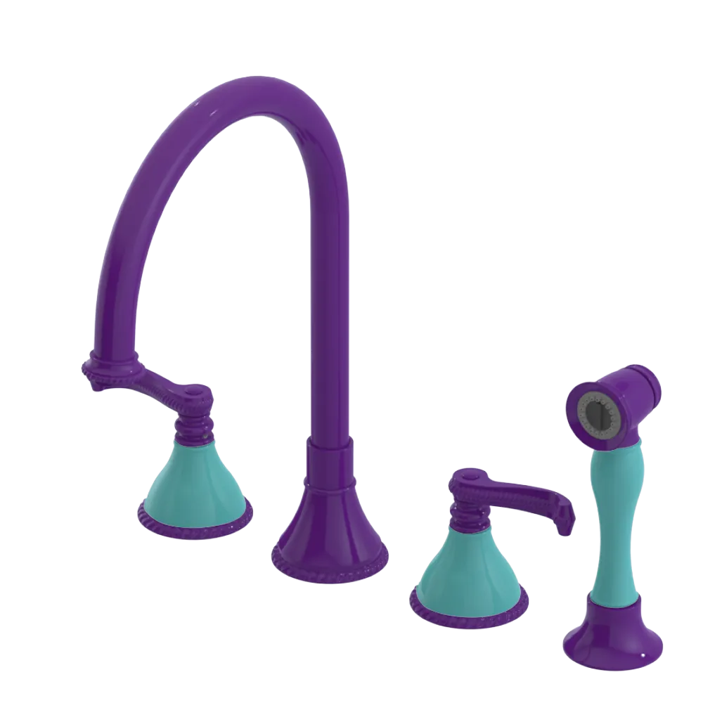 Rubinet Widespread Kitchen Set with Hand Spray Purple Haze