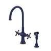Rubinet Two Handle Single Hole Kitchen Set with Hand Spray Midnight Blue