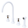 Rubinet Widespread Kitchen Set with LaSalle Spout with Hand Spray White