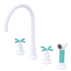Rubinet Widespread Kitchen Set with LaSalle Spout with Hand Spray Matt White