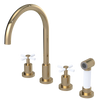 Rubinet Widespread Kitchen Set with LaSalle Spout with Hand Spray Gold