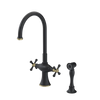 Rubinet Two Handle Single Hole Kitchen Set with Hand Spray Matt Black