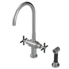 Rubinet Two Handle Single Hole Kitchen Set with LaSalle Spout with Hand Spray Satin Nickel
