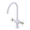 Rubinet Two Handle Single Hole Kitchen Set with LaSalle Spout Matt White