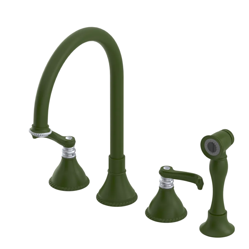 Rubinet Widespread Kitchen Set with Hand Spray Green Envy