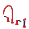 Rubinet Widespread Kitchen Set with Hand Spray Red