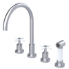 Rubinet Widespread Kitchen Set with LaSalle Spout with Hand Spray Satin Chrome