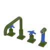 Rubinet Widespread Kitchen Set with Genesis Spout with Hand Spray Green Envy