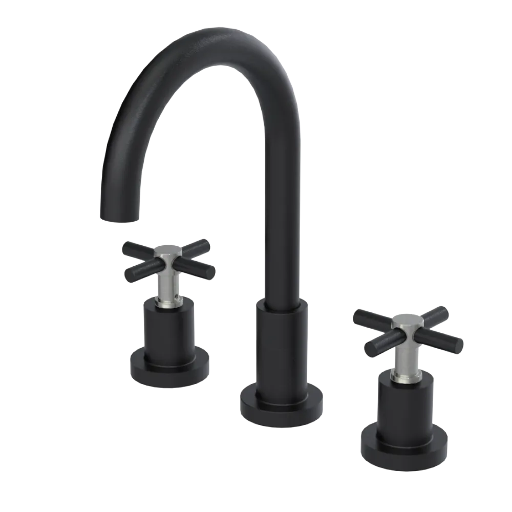 Rubinet Widespread Kitchen Set with LaSalle Spout Matt Black