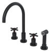 Rubinet Widespread Kitchen Set with LaSalle Spout with Hand Spray Matt Black