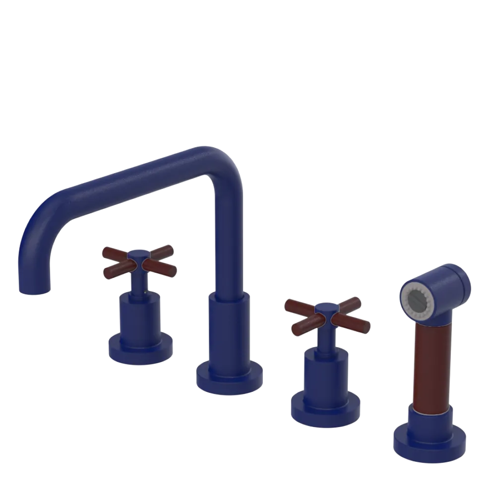 Rubinet Widespread Kitchen Set with Hand Spray Midnight Blue
