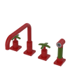 Rubinet Widespread Kitchen Set with Genesis Spout with Hand Spray Maroon