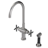 Rubinet Two Handle Single Hole Kitchen Set with LaSalle Spout with Hand Spray Polished Nickel