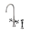 Rubinet Two Handle Single Hole Kitchen Set with Hand Spray Polished Nickel
