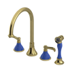 Rubinet Widespread Kitchen Set with Hand Spray Natural Brass