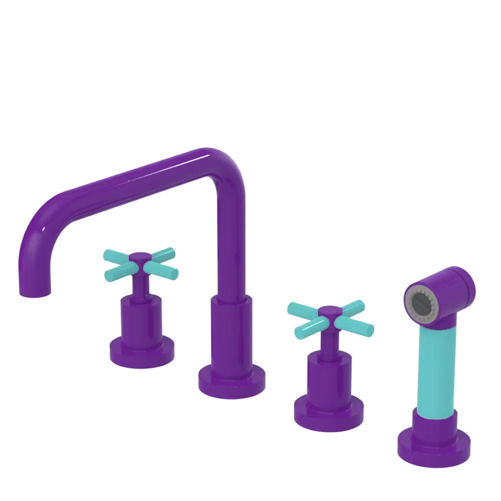 Rubinet Widespread Kitchen Set with Hand Spray Purple Haze