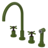 Rubinet Widespread Kitchen Set with LaSalle Spout with Hand Spray Green Envy
