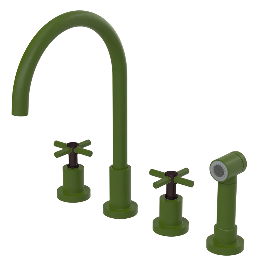 Rubinet Widespread Kitchen Set with LaSalle Spout with Hand Spray Green Envy
