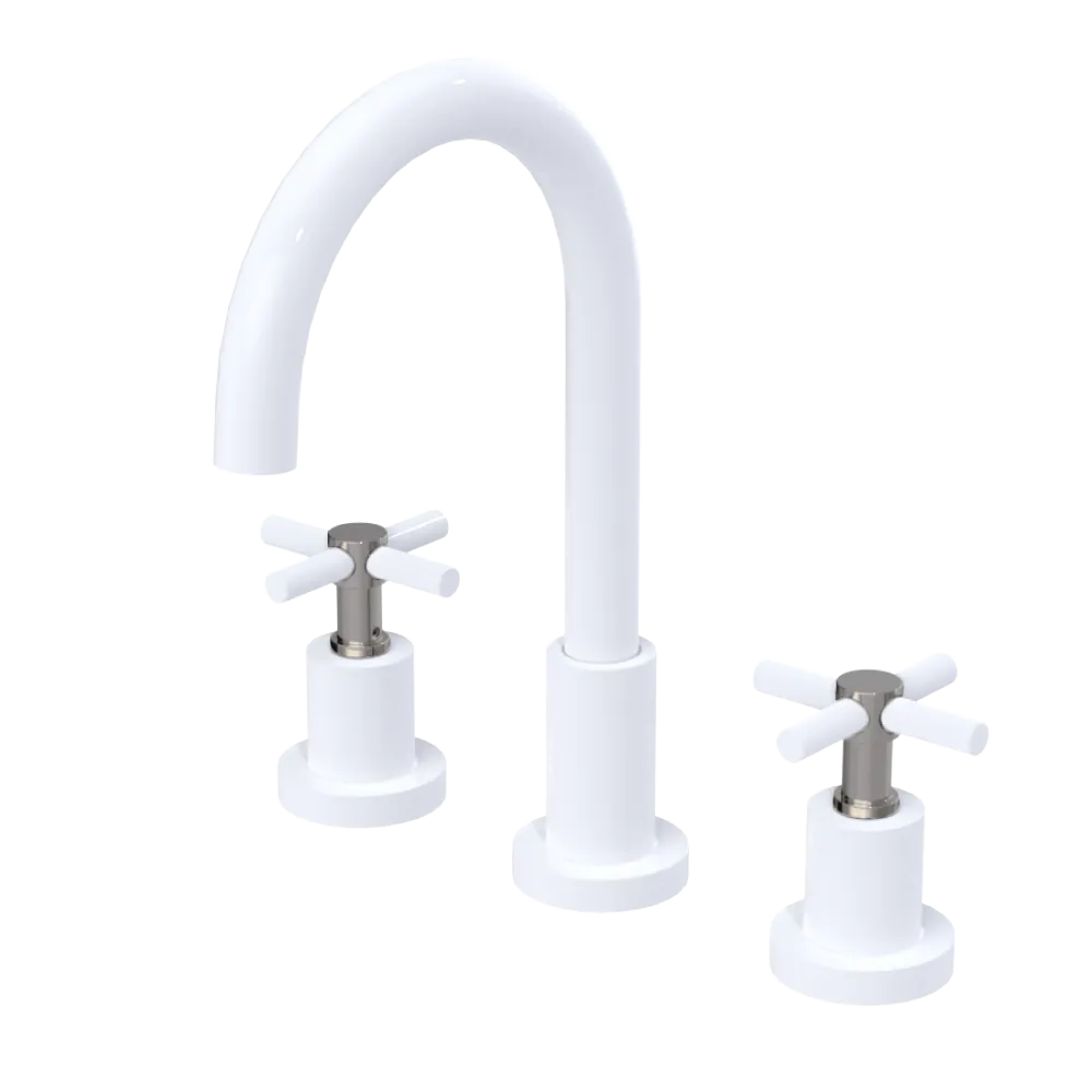 Rubinet Widespread Kitchen Set with LaSalle Spout White